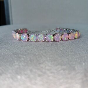 Ethiopian Pink Opal Tennis Bracelet  - Perfect Birthday Gift, Gift for Her